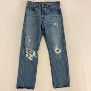 Levis Wedgie Straight Jeans Womens Size 28 (Fits 28x28) High Rise Distressed